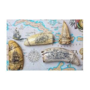 Old Cuba Map With Scrimshaw Photograph By Garry Gay Fine Art America