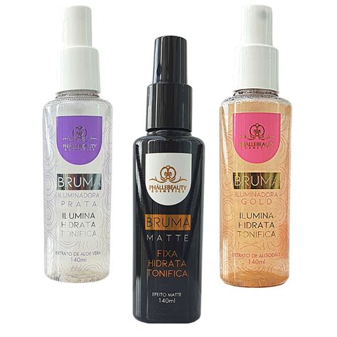 Kit Bruma Fixadora Iluminadora Gold Prata Matte Phallebeauty Ml