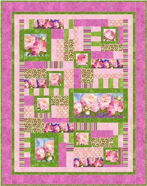 Peony Pictures Quilt Pattern Bs Advanced Beginner Lap And Throw