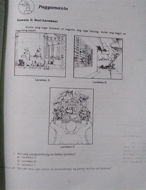 Suriin Ang Mga Larawan At Sagutin Ang Mga Tanong Isulat Ang Sagot Sa