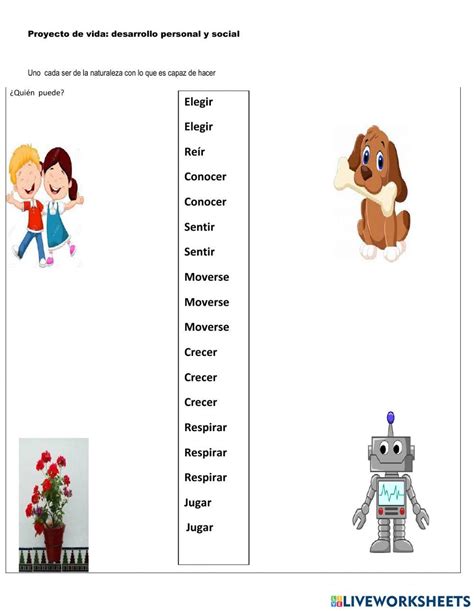Proyecto De Vida Exercise Live Worksheets