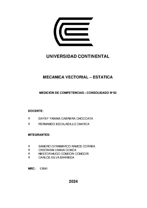 Consolidado Universidad Continental Mecanica Vectorial Estatica