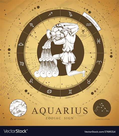 Zodiac Sign Aquarius Water Bearer Constellation Stock Vector Royalty