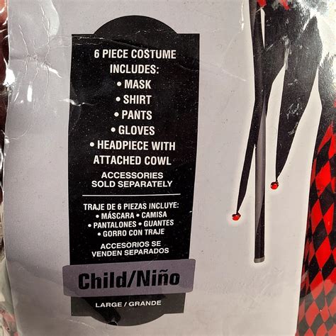 Sinister Jester Halloween Costume Child Size L 10 12 Gem