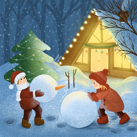 Иллюстрация Зима в стиле детский | Illustrators.ru