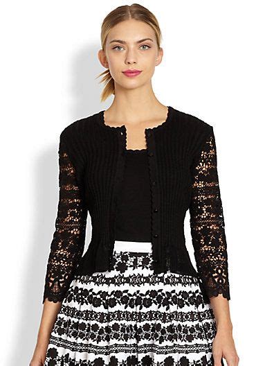 Oscar De La Renta Black Dressy Cardigan With Lace Sleeves Stunning Outfits Dressy Cardigans