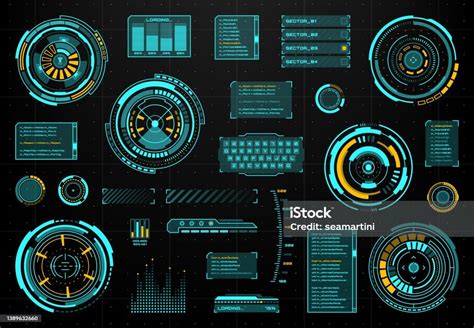 Panel Kontrol Antarmuka Pengguna Sentuh Futuristik Hud Ilustrasi Stok