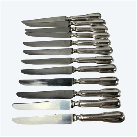 Table Knives In Silver Metal Net Model Sil Antikeo