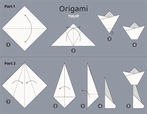 Tutorial Esquema De Origami De Tulipanes Elementos De Origami Aislados