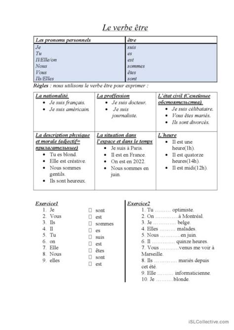 Le Verbe Etre Fran Ais Fle Fiches Pedagogiques Pdf Doc 36828 Hot Sex