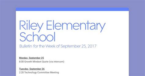 Riley Elementary School Smore Newsletters For Education