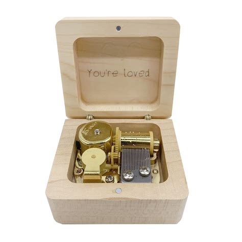 personalised engraved wooden musical box  peppy curator