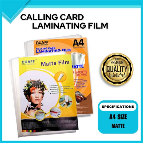 Quaff Calling Card Laminating Film A Size Glossy Matte Microns