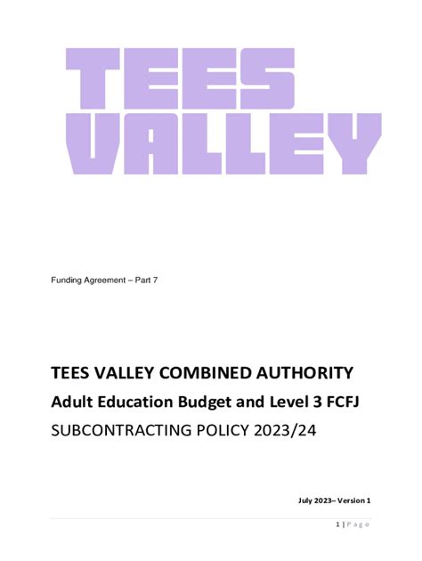 Fillable Online Teesvalley Ca Gov A Guide To The Adult Education Budget Advanced Learner