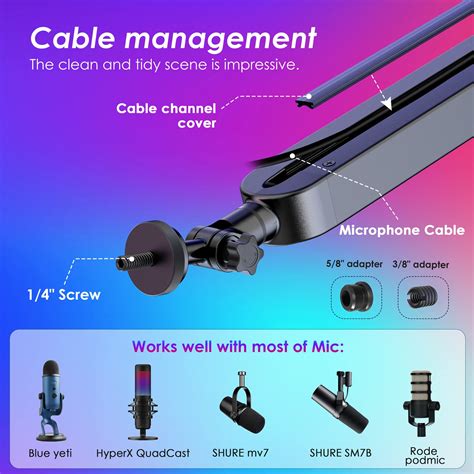 Snapklik Rgb Mic Boom Arm For Hyperx Quadcast S Fifine