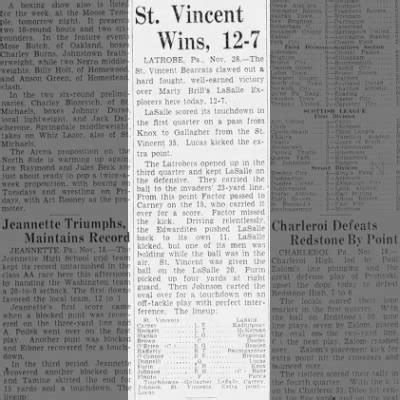 St. Vincent wins, 12–7 - Newspapers.com™