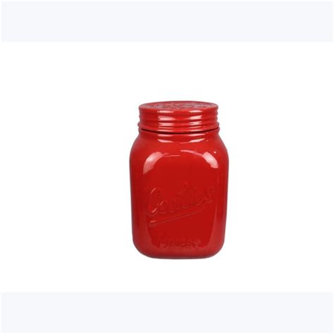 Ceramic Red Mason Jar Cookie Jar Ivystone