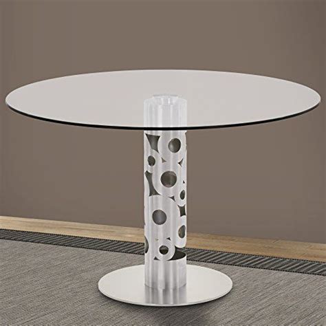 Armen Living Lcbeditocg Berlin Dining Table With Clear Glass And Brushed Stainless Steel Finish