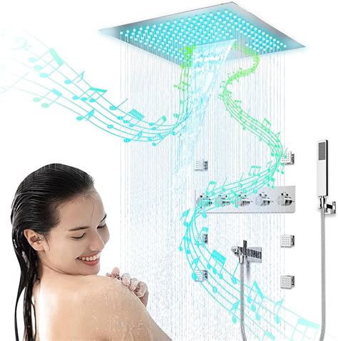 LED Rain Shower System 16 Luxury Square Overhead Shower System