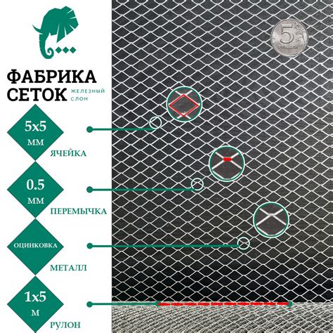 Сетка от грызунов ячейка 5х5 мм оцинкованная рулон 1х5м просечно ...