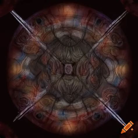 Image Of Reversed Tarot Cards Nine Of Stones And Three Of Swords On