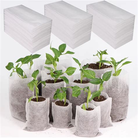 Pcs Plant Nursery Bags Degradable Non Woven Fabric Seedling Pouch