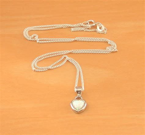 Sterling Silver Opal Heart Pendant And Chain Opal Necklace Uk October