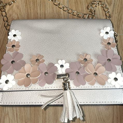 Nude Over Shoulder Handbag With Flower Detail And Depop