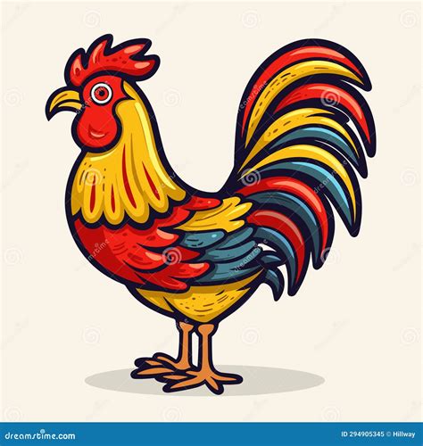 A Colored Rooster Vector Illustration Of The Stock Vector