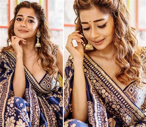 Tina Datta Wears A Blue Traditional Leheng In Her Latest Bridal Photoshoot