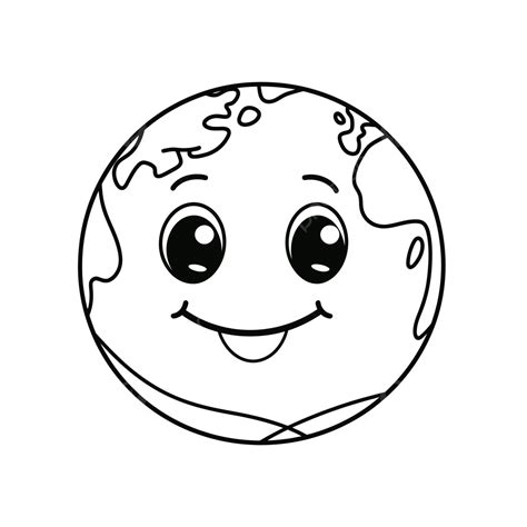 Cute Earth Coloring Pages Planet Earth Outline Sketch Drawing Vector ...