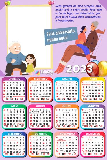 Calendário 2023 Feliz Aniversário Para Neta Moldura Colagem De Fotos