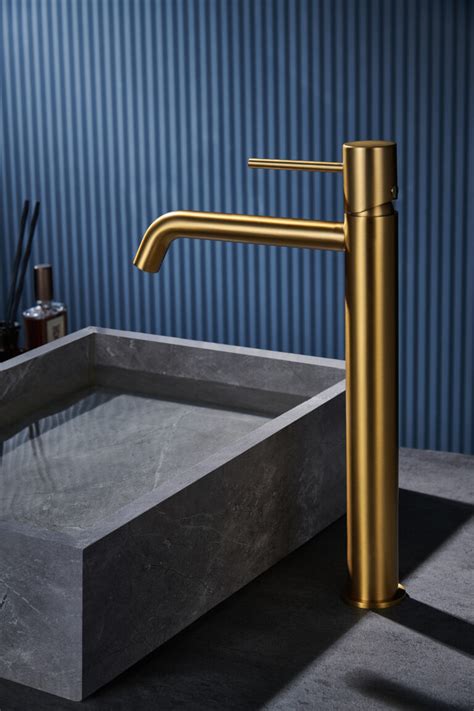 Monomando Lavabo Alto Oro Cepillado Serie Monza Imex Products