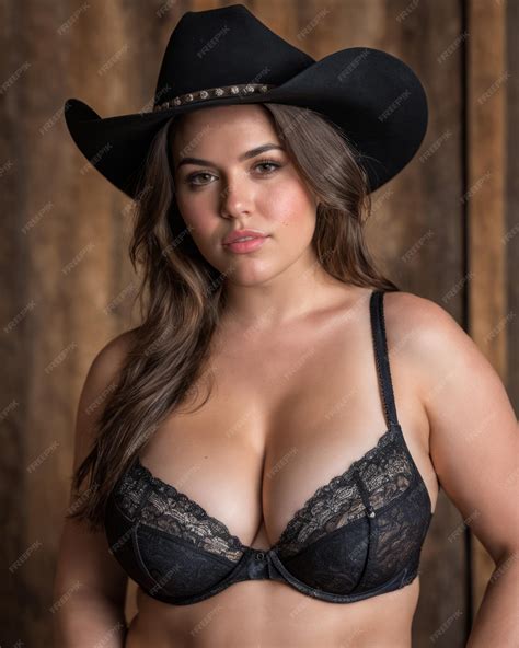 Premium Photo A Woman Wearing A Cowboy Hat And A Black Bra