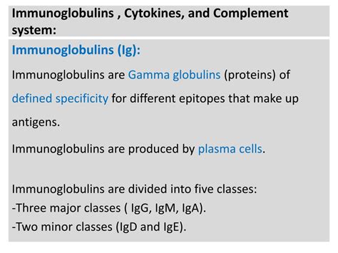 PPT Immunoglobulins Cytokines And Complement System PowerPoint