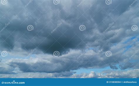 Floating Fluffy Clouds Beautiful Sunny Blue Sky With Wispy Smoky White