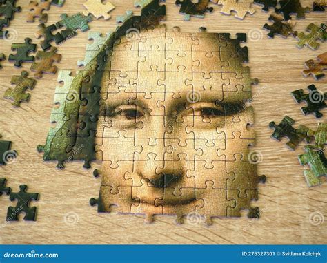 Jigsaw Puzzle Of Female Face Mona Liza La Gioconda From Leonardo Da