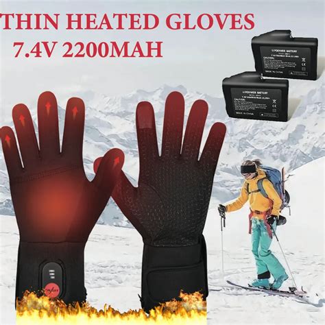 Thin Heated Gloves With Rechargeable Battery For Men Women Ski Gloves