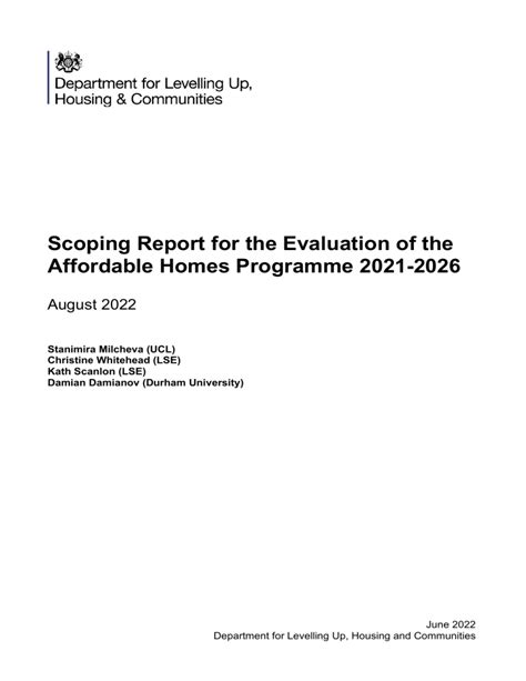 Reading Material Scoping Report For The Evaluation Of The Affordable