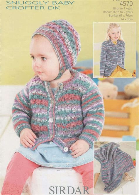 Sirdar Cardigan Hat Blanket In Snuggly Crofter Dk Knitting Pattern 4570 Sizes 0 To 7