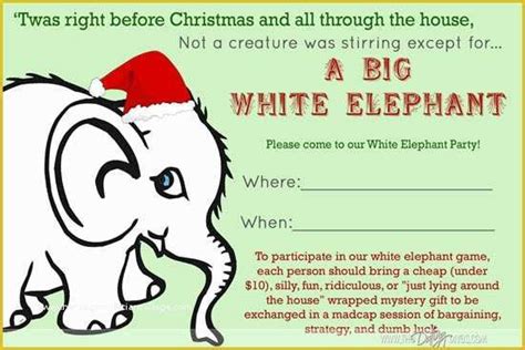 Free White Elephant Party Invitation Template Of White Elephant ...