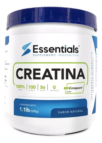 Essentials Creatina Sello Creapure 500 Gr 100 Porciones Sabor Sin Sabor