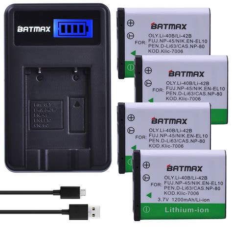 Batmax Pcs Li B Li B Np Battery Lcd Usb Charger For Olympus