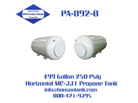 Pa B Gallon Psig Propane Tank Hanson Tank Asme Code