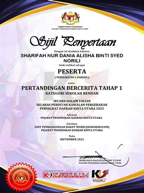 Sijil Penyertaan Bercerita Tahap 1 Pdf