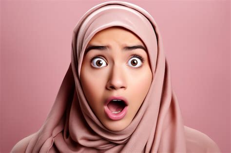 Premium Ai Image A Woman With A Hijab On Her Head And A Surprised