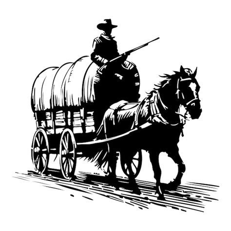 Pioneer Wagon Train Premium Ai Generated Vector