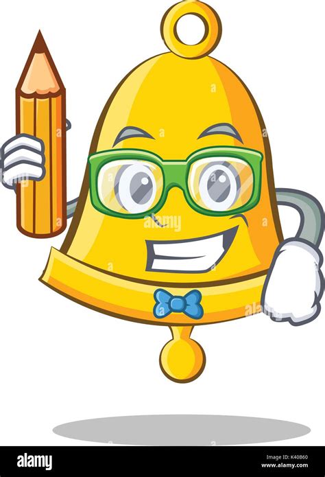 Student With Pencil School Bell Character Cartoon Stock Vector Image