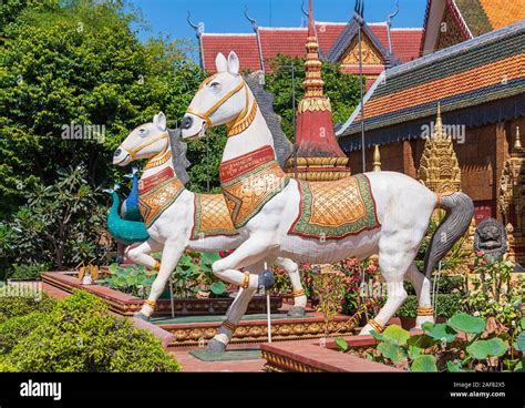 Wat Preah Prom Rath Pagoda Siem Reap Cambodia Close Up Ornate White