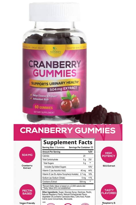 Cranberry Gummies Extra Strength 501 Whole Cranberry Extract Urinary